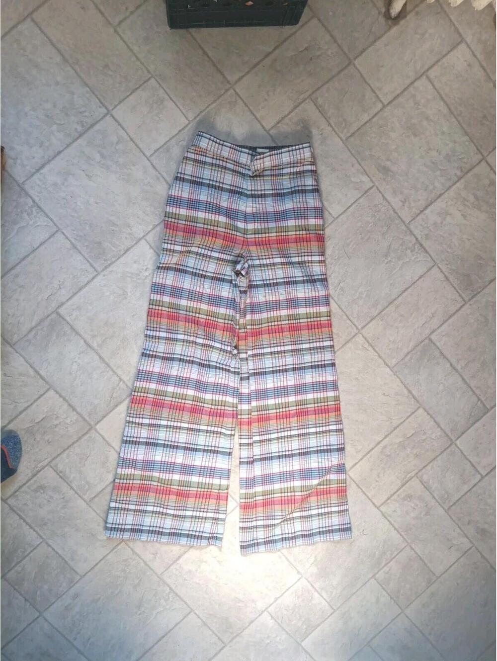 60s 70s Flared Pants L, Plaid Time And Place Retro Disco Hippy Retro Formal Pant